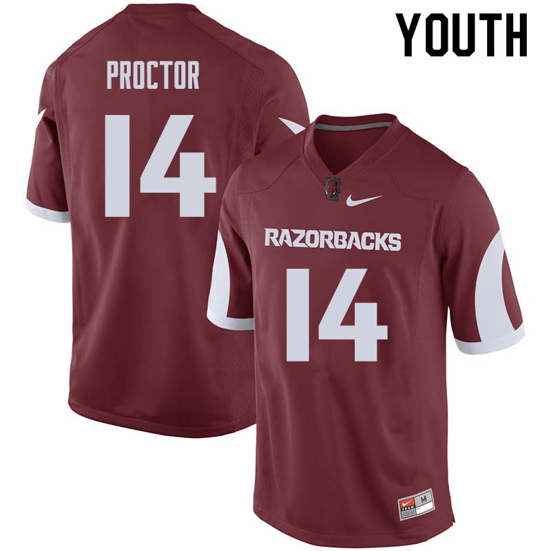 Youth #14 Carson Proctor Arkansas Razorback College Football Jerseys Sale-Cardinal